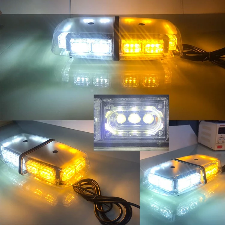 【高總裁LED 】台灣現貨 LED 短排警示燈 防水 紅藍 黃白 黃黃 爆閃燈 警示燈 強力磁鐵吸頂 12V 24V