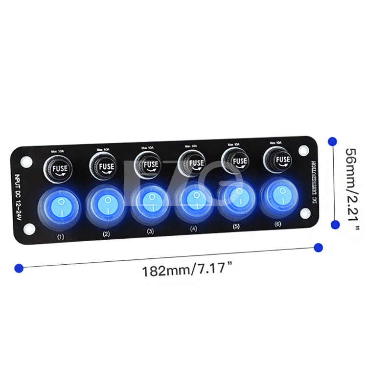 【高總裁LED 】台灣現貨 開關面板 三位組 六位組 三切 六切 防水翹板開關 12V-24V 附保險絲 10A