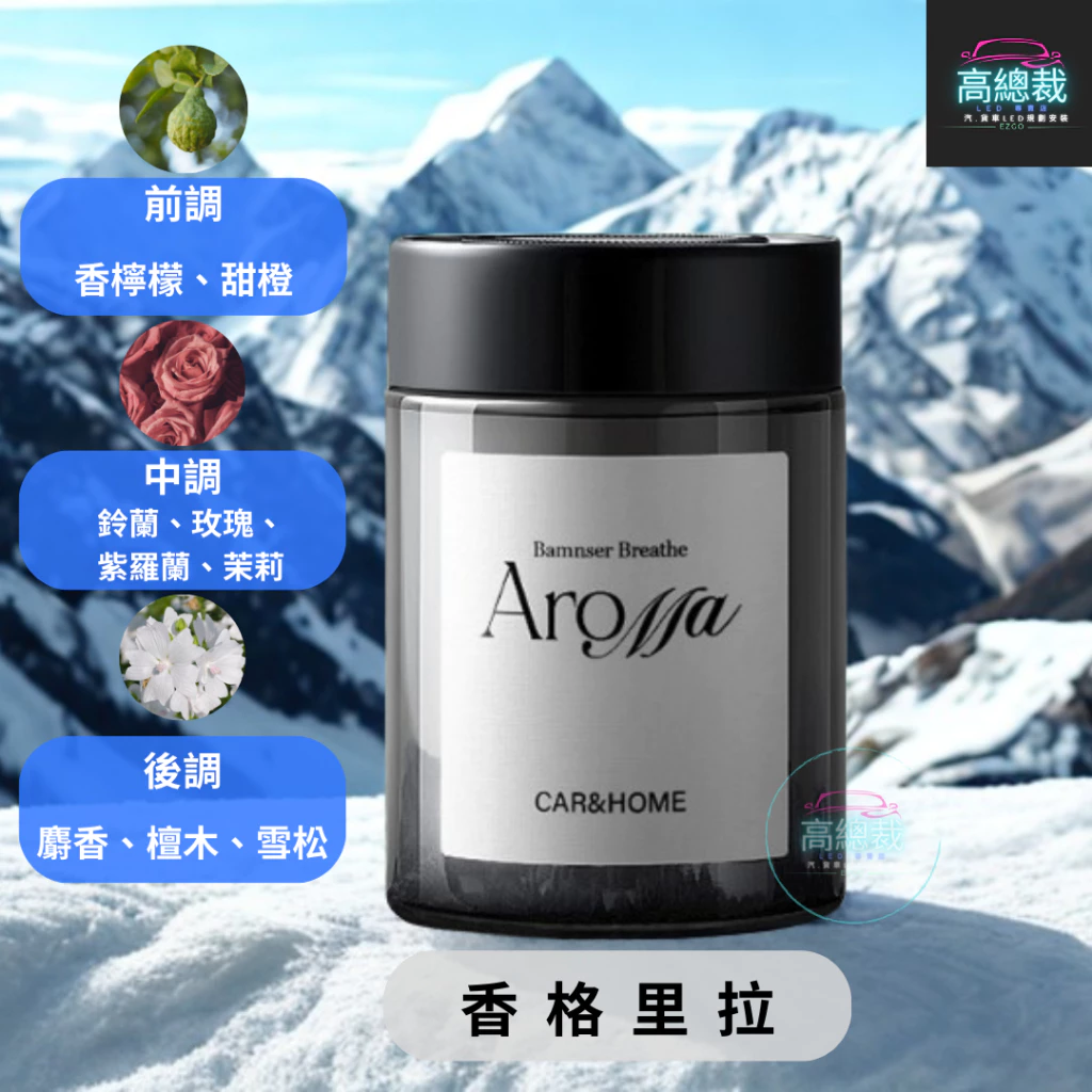 Tw現貨 極光車用香膏 玻璃瓶身有質感 汽車香水 車用香薰 室內香水 芳香劑 除異味 汽車 香膏 除臭 高總裁LED