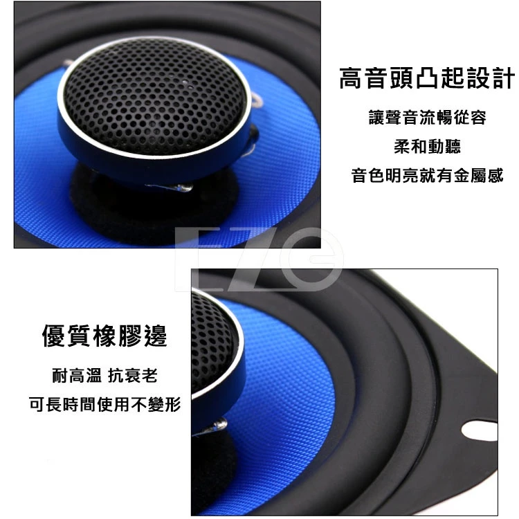 【高總裁LED 】台灣現貨 同軸喇叭 4吋方型 6.5吋圓型 車音響 大功率高中重低音喇叭 揚聲器 車用喇叭 喇叭