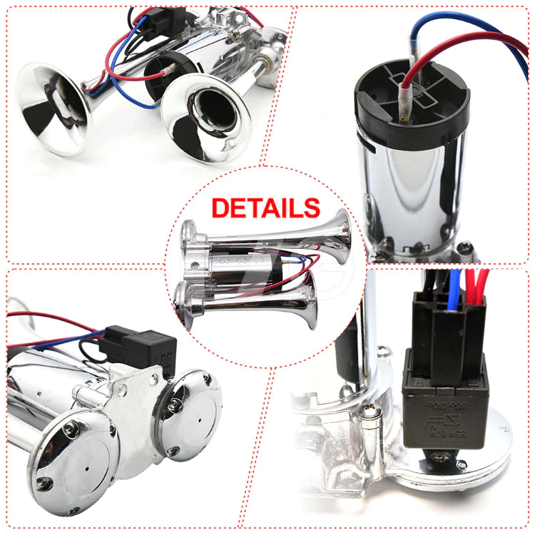 【高總裁LED 】台灣現貨 迷你風筒喇叭 12V24V 雙管 附繼電器 電喇叭 氣喇叭 氣壓 電動 AIR喇叭 船笛