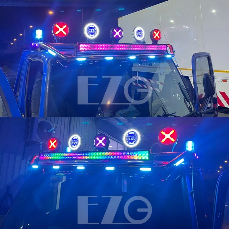 【高總裁LED 】台灣現貨 幻彩長條燈 遙控款 12V24V 防水 照明燈 爆閃 單色 呼吸 探照燈 車頂燈 幻彩 改裝