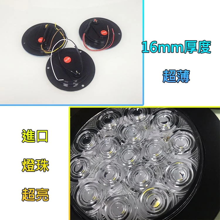 【高總裁LED 】台灣現貨 16ELD 4吋不鏽鋼圈單色尾燈 薄款 24V 防水 圓形尾燈 煞車燈 方向燈 小燈 警示燈
