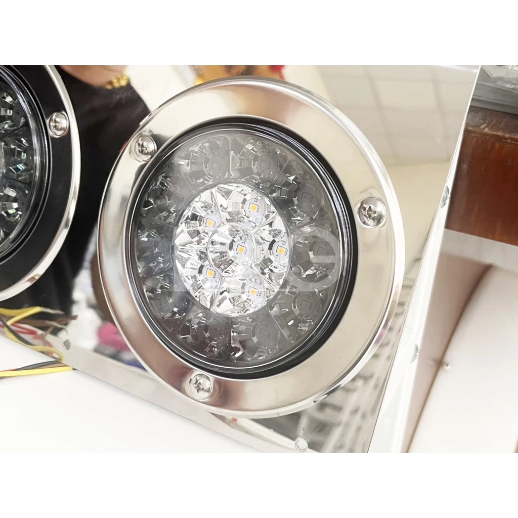 【高總裁LED 】台灣現貨 16LED 4吋不鏽鋼圈雙色尾燈 燻黑 12~24V 防水煞車燈 方向燈 警示燈 雙色燈
