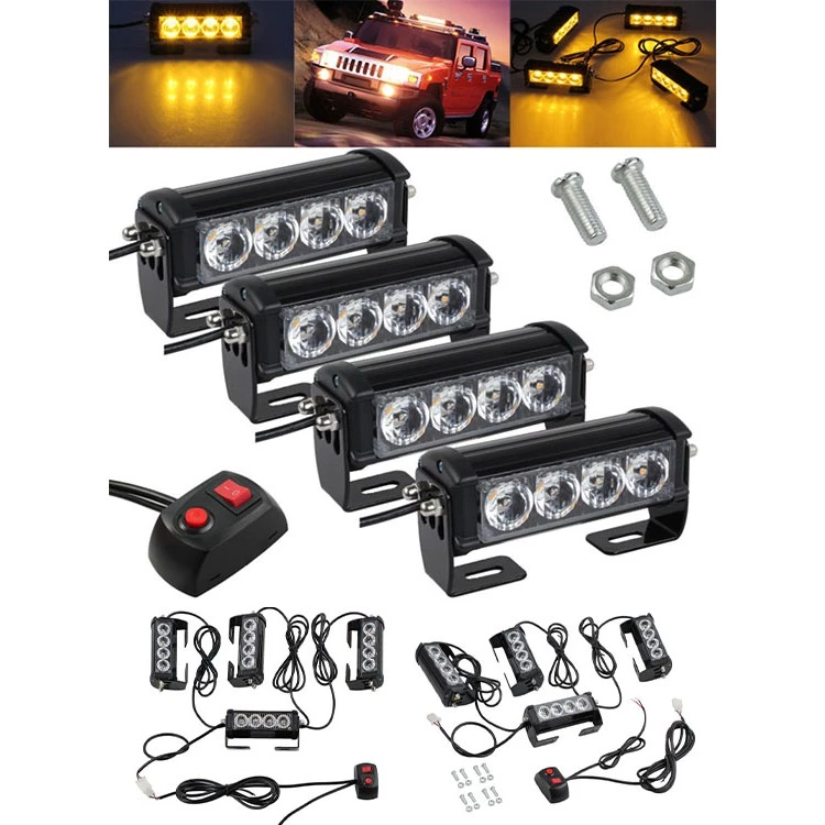 【高總裁LED 】台灣現貨 LED 一拖四 爆閃燈 COB燈 12V24V紅藍警示燈 快閃 慢閃 照明 7種模式 車底燈