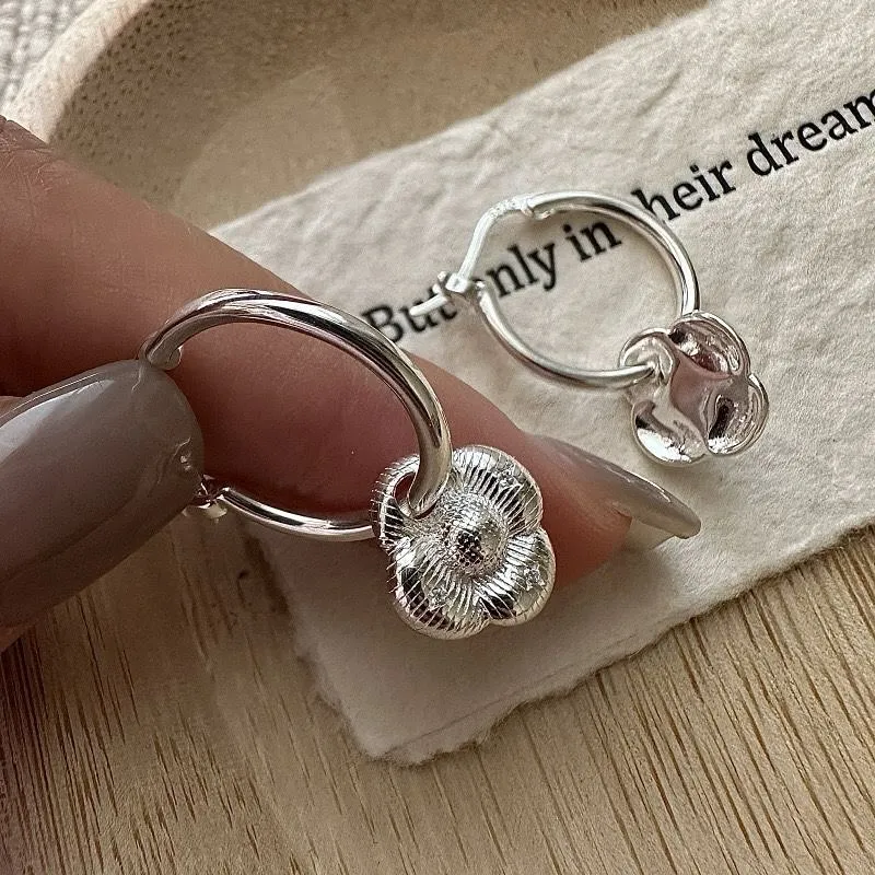 立體小花 純銀耳環