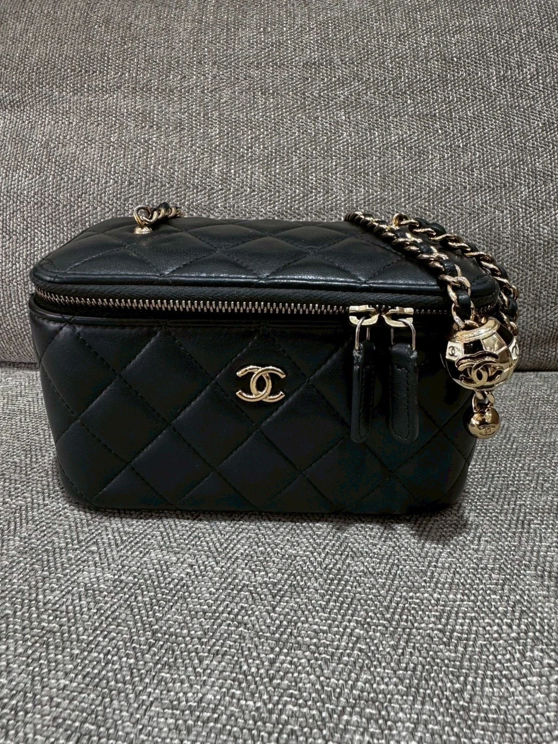 Chanel Vanity Case 荔枝皮黑盒子金鏈