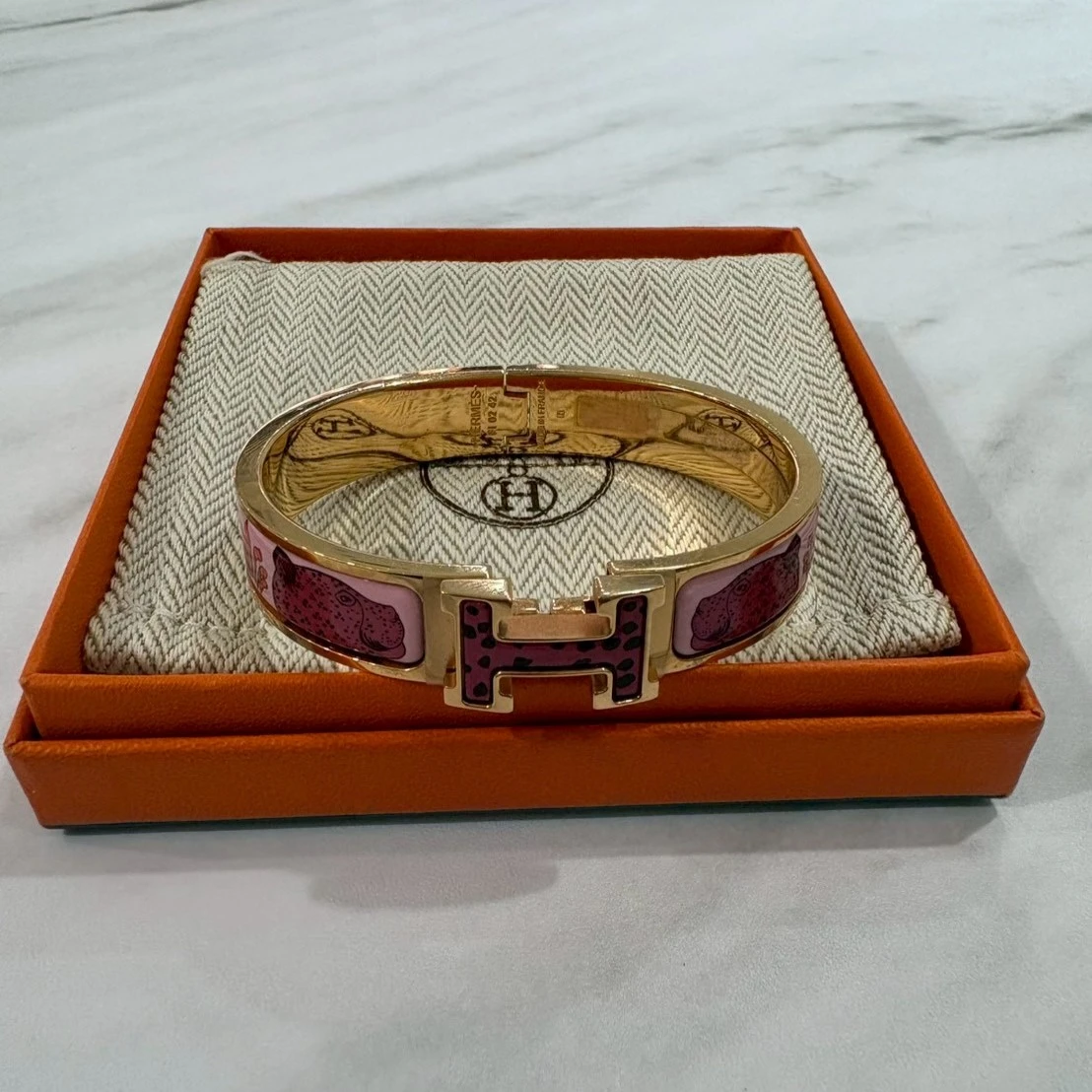 HERMES H LOGO 粉花豹圖騰