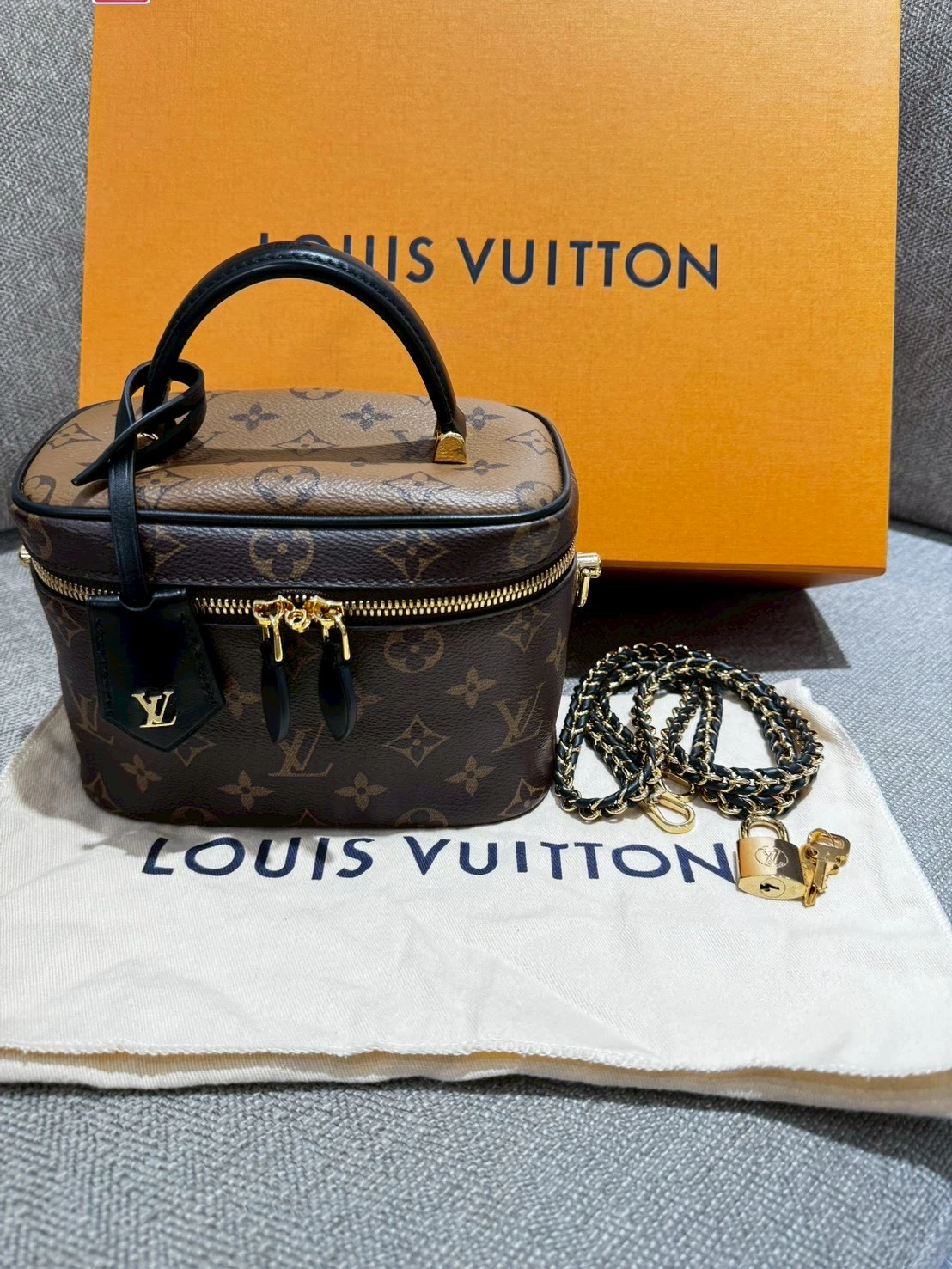 Louis Vuitton老花雙色兩用化妝包 晶片款
