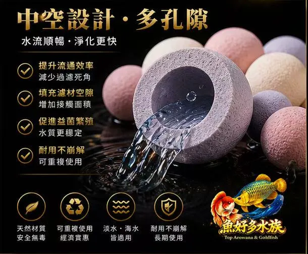 魚好多水族嚴選-五色中空石英球