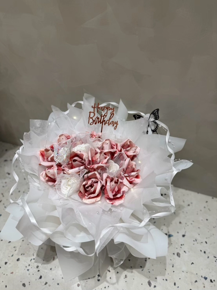 36張鈔票玫瑰花束（12朵）