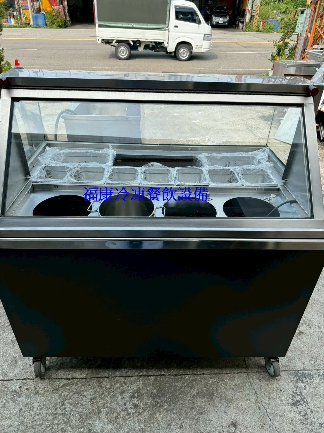 豆花冷藏展示台/豆花台/玻璃冷藏展示台/配料冷藏櫃4桶豆花冷藏櫃