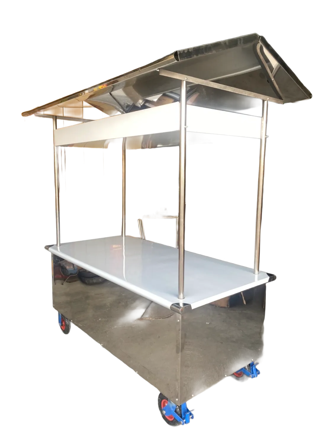 訂製營業用 移動式2尺8ㄨ5尺8白鐵屋.煞車輪/拉門/平台/屋頂