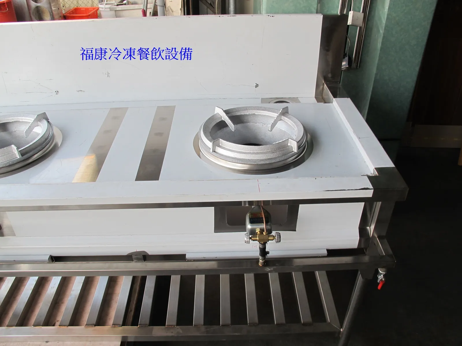 213cm訂製三口炒台 304#不锈鋼1.0mm厚/滴水盤、油溝、快速爐