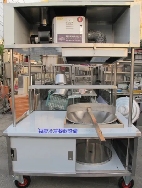 訂製2尺2白鐵炸鍋靜電機抽風馬達煙罩地瓜球攤車