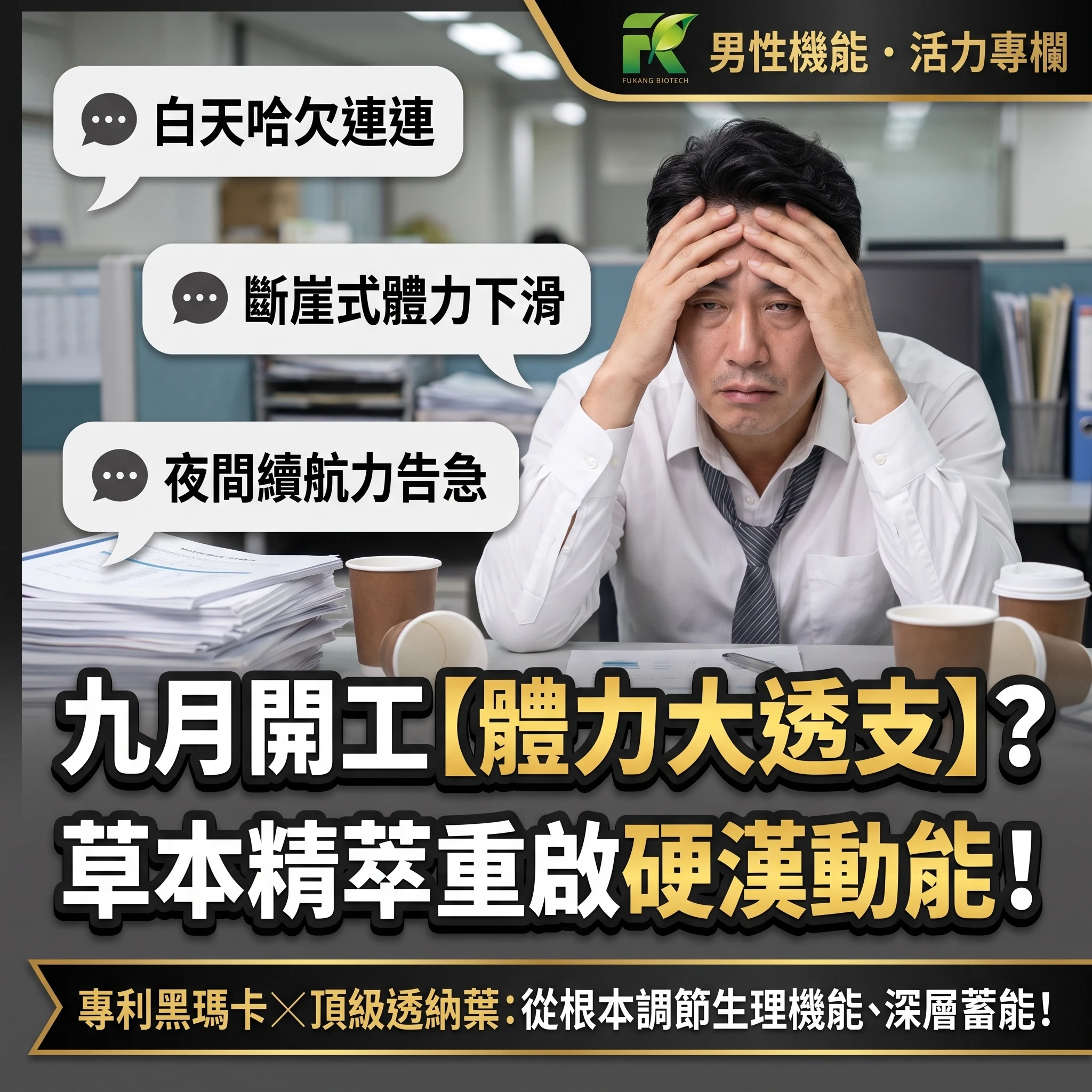 換季提不起勁、夜間續航告急？揭密男性體力斷崖式下滑原因，草本精萃幫你重啟硬漢動能！