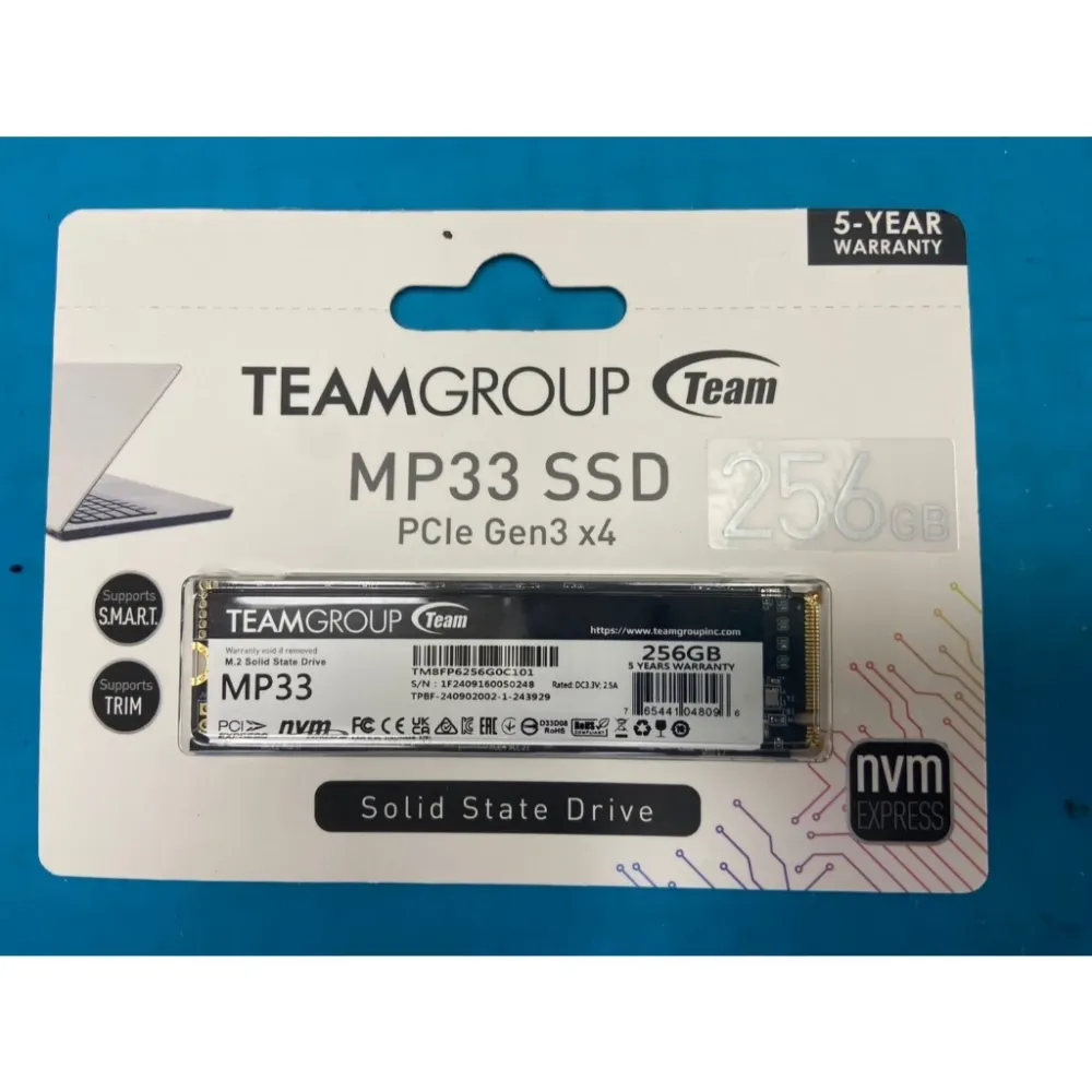 TEAM 十銓 MP33 256G M.2 PCIe Gen3 x4 固態硬碟