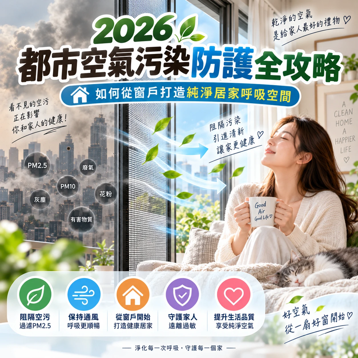 2026 都市空氣污染防護全攻略：如何從窗戶打造純淨居家呼吸空間