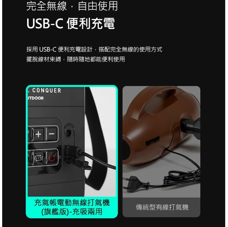 KZM 充氣帳電動無線打氣機-充吸兩用 <一般款/旗艦款>
