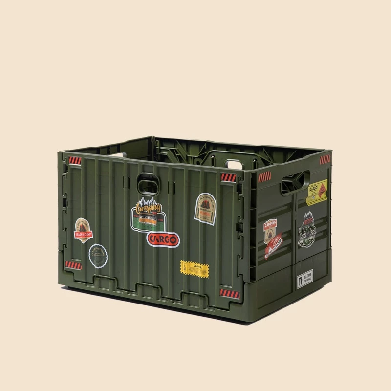 Cargo 工業風折疊收納箱【綠色工場】 側開箱 置物箱 折疊箱 露營收納箱 硬漢箱 整理箱 露營桌 居家收納 車載儲物