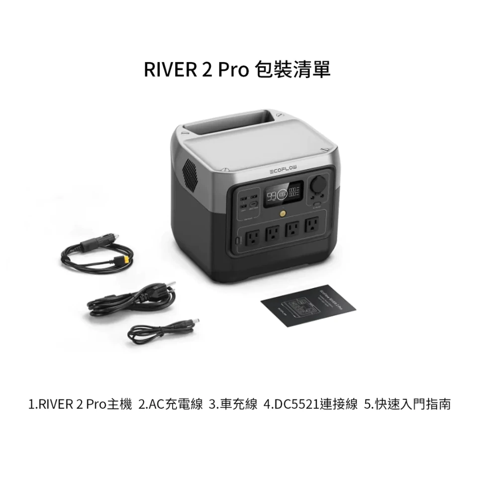 EcoFlow RIVER 2 Pro 儲能電源【綠色工場】行動電源 磷酸鋰鐵電池 行動電池 電力站 容量768Wh