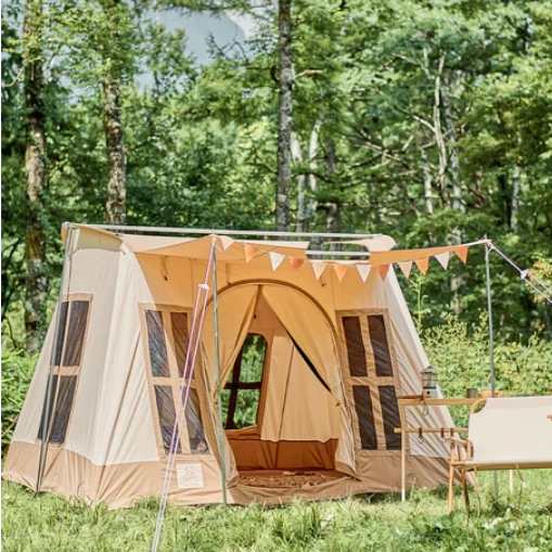S’more Dolce Lodge溫馨屋型帳4~6人 【綠色工場】春帳 奶茶色 (帳+營柱)