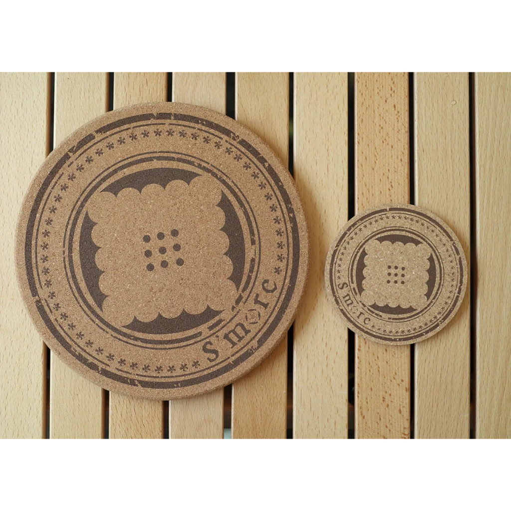 S’more Logo 軟木圓形隔熱墊 【綠色工場】杯墊 鍋墊 隔熱板 保護墊