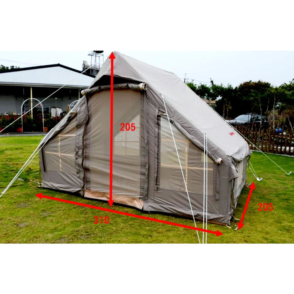 【綠色工場】YAKIMA 戶外充氣帳 棉布充氣帳 加厚棉布充氣帳篷 充氣帳篷 科技棉 紗窗 露營 打氣帳 (附打氣筒)