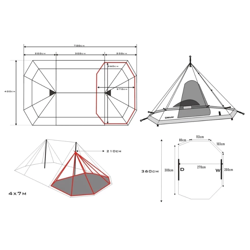 威力屋 47雙峰帳篷【綠色工場】月光銀白 | 黑膠 多人帳篷 四季帳 速搭帳 黑膠帳篷 露營帳篷 印地安帳 露營 戶外