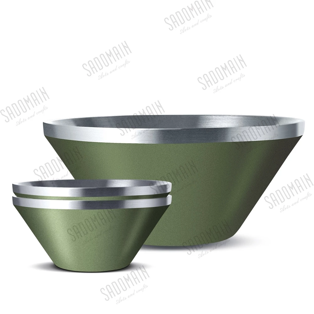 【綠色工場】仙德曼 SADOMAIN 雙層304不鏽鋼笠形碗公/湯碗組 附收納網袋 露營碗 收納碗 不鏽鋼碗 餐碗