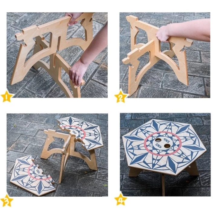 【綠色工場】TKS 六角蜂巢小桌 實木桌 露營桌 茶几 六角桌 帳內桌 木紋桌 露營小桌 居家茶几 家飾擺設 露營 戶外