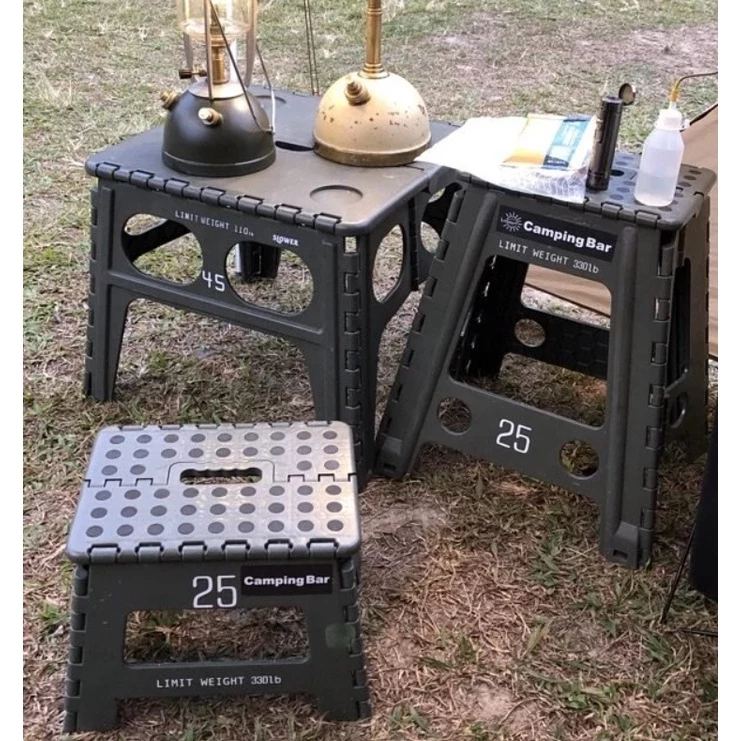 Camping Bar 22cm工業風折凳（買一送一）【綠色工場】小椅 摺疊凳 摺疊椅 板凳 露營 戶外 野營