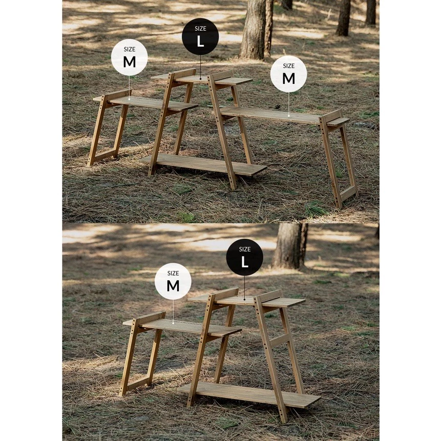 【綠色工場】KAZMI KZM 手作組合式原木層架 M / L 置物架 組合架 露營層架 收納架 實木層架 居家收納