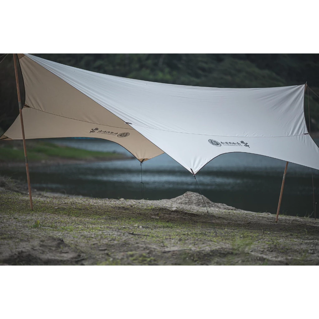 【綠色工場】TKS T/C蝶形天幕-風神(FUJIN) 米色/沙色遮陽 炊事 露營用天幕 科技棉天幕