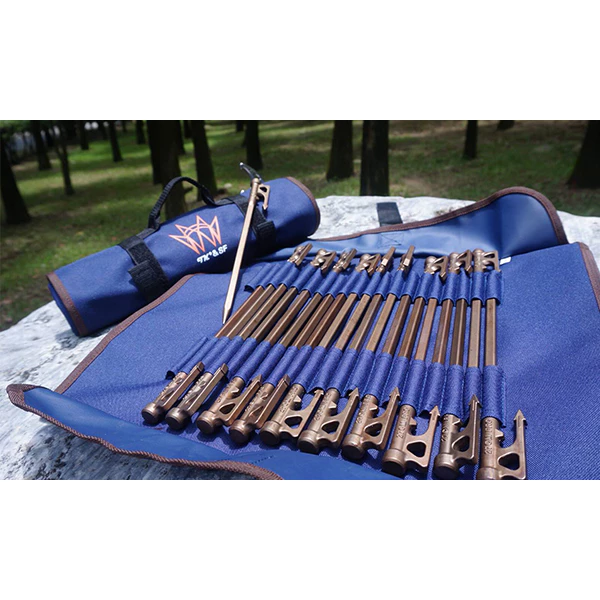 【綠色工場】TKS 捲綑式營釘收納包 營釘袋 台灣製 日本藍 可收納40支營釘 地釘袋 裝備袋 營鎚工具袋 工具包