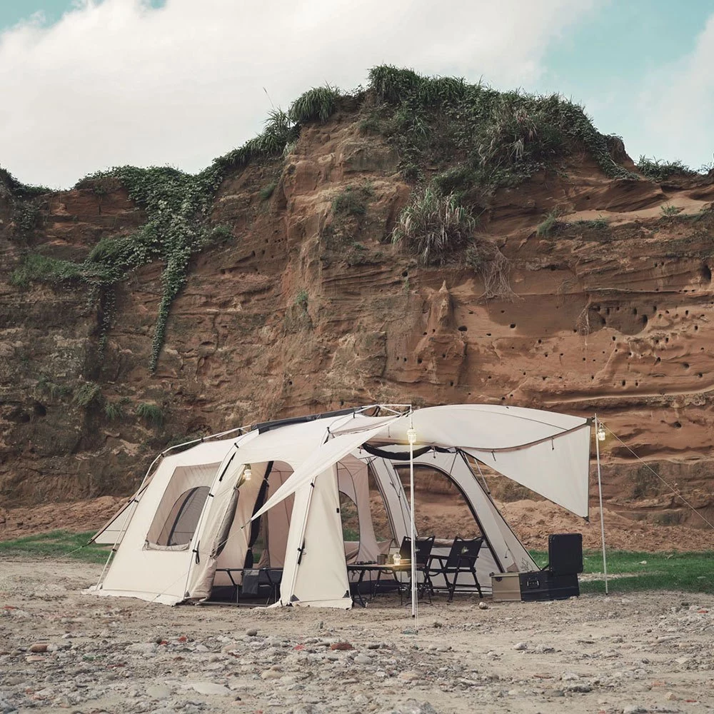 OutdoorBase 沙丘光影隧道帳【綠色工場】4-6人帳 一房一廳 別墅帳 露營帳篷 四季帳 家庭帳 三環帳