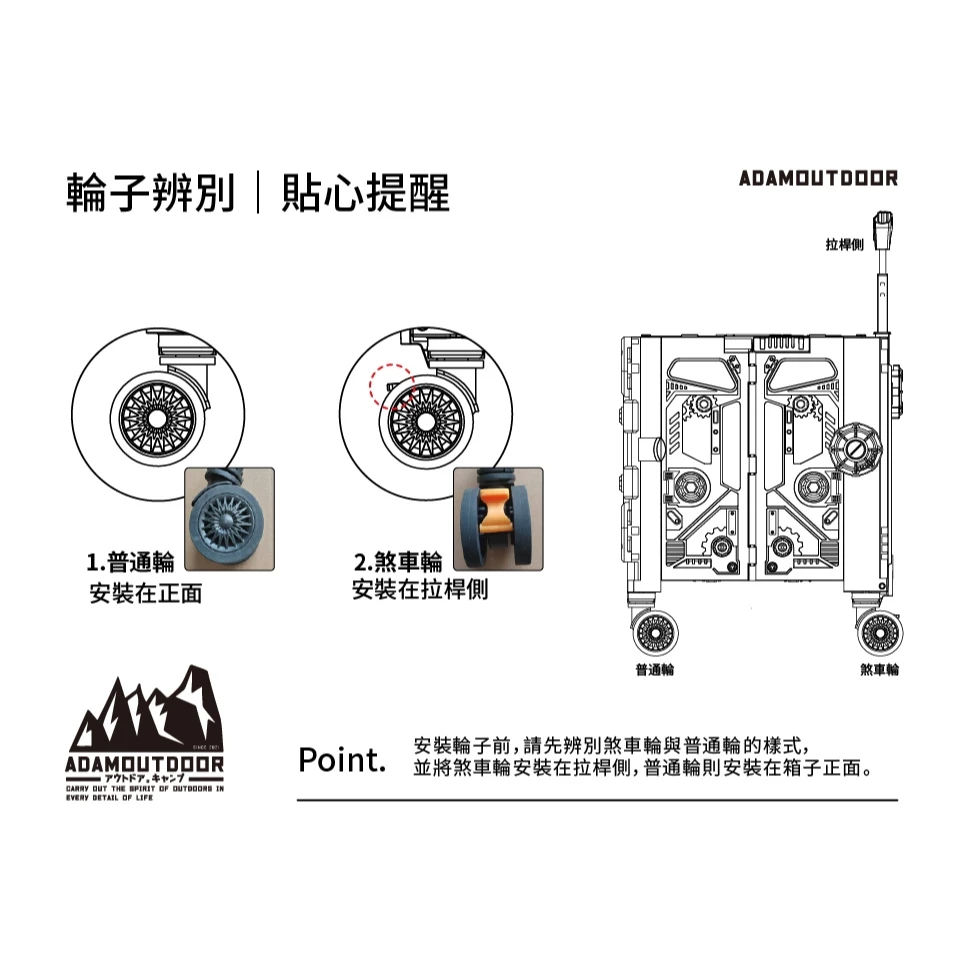 ADAMOUTDOOR｜旅行摺疊購物車【綠色工場】手拉車 購物推車 手推車 摺疊拉車 露營推車 含煞車功能