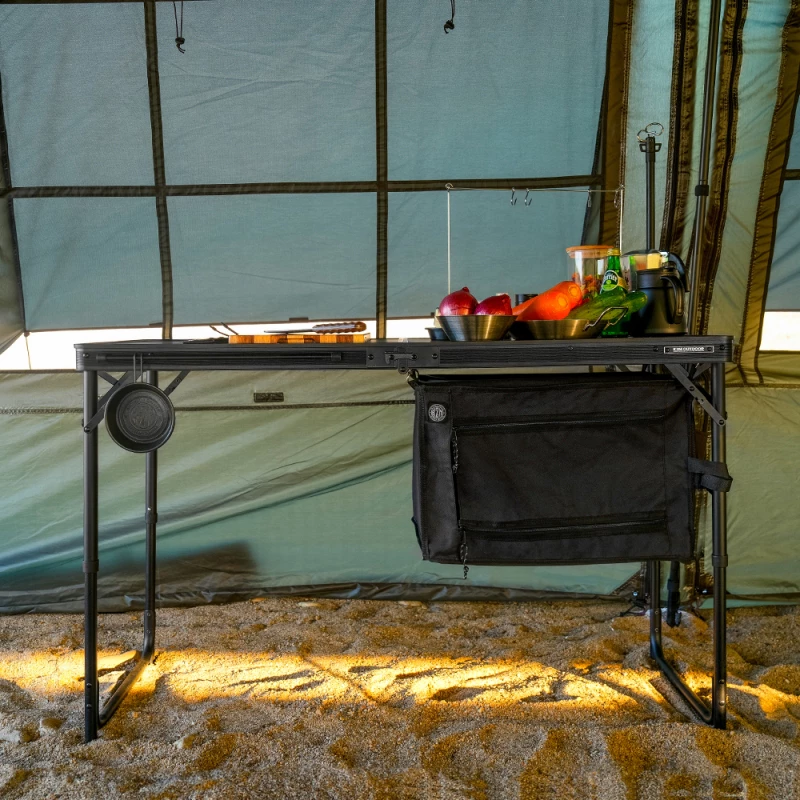 KZM 工業風單位廚房桌【綠色工場】IGT露營桌 折疊桌 便攜桌 鋼板桌 收納桌 附收納袋、一單位桌板 kazmi