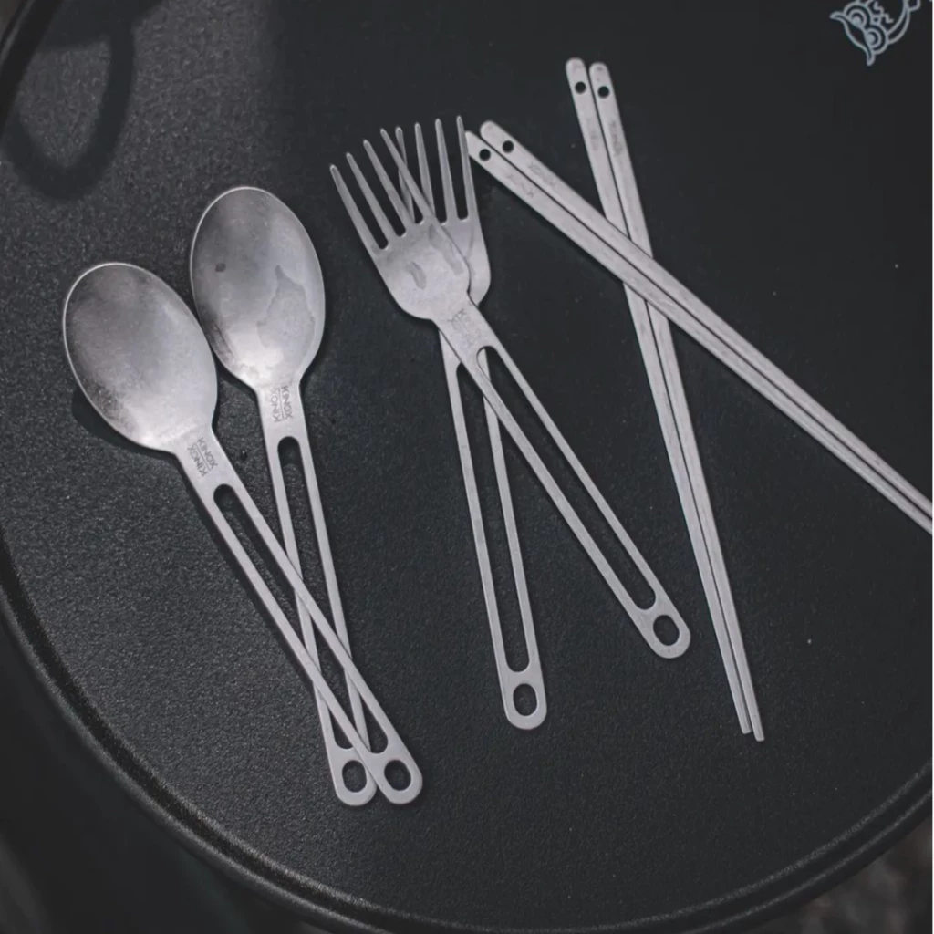 KINOX 不鏽鋼復古露營餐具套組【綠色工場】韓國製 露營餐具 筷子 湯匙 叉子 不鏽鋼316