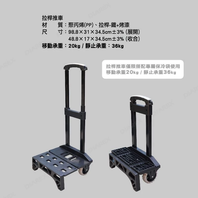 領航家 酷卡拉桿式保冷袋 30L【綠色工場】 ProKamping coolcar 手拉車 保冰袋 保溫包 保冰拖車