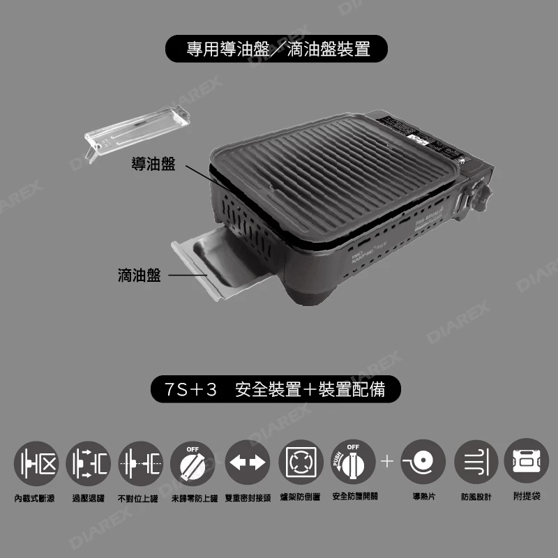 Pro Kamping 迷你瓦斯煎烤爐【綠色工場】領航家 瓦斯爐 煎烤盤 卡式瓦斯爐 附收納袋 煎盤 烤盤