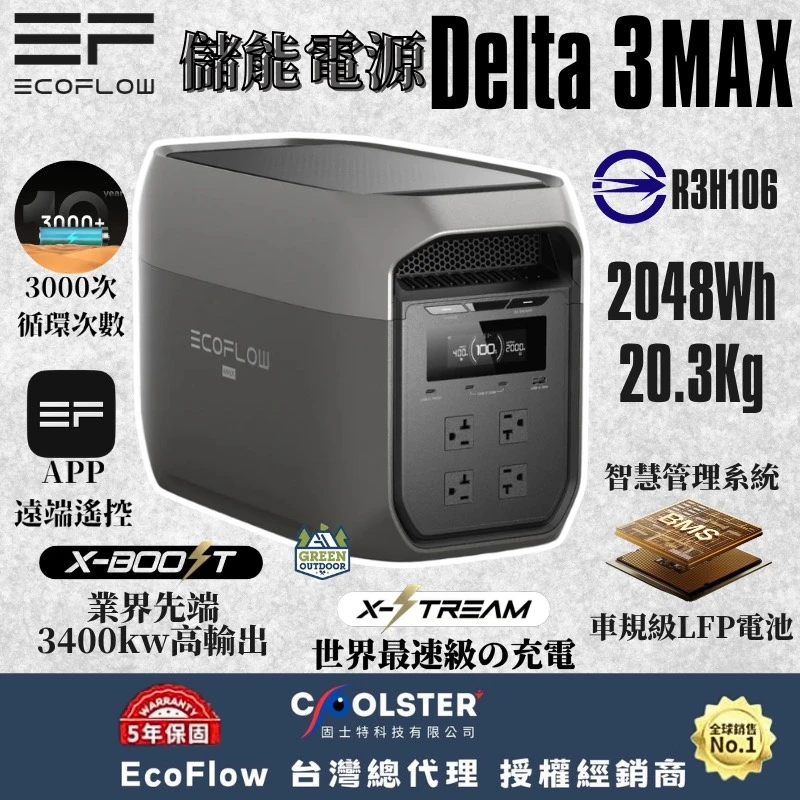<贈專用收納袋>【EcoFlow】 Delta 3 MAX 儲能電源 