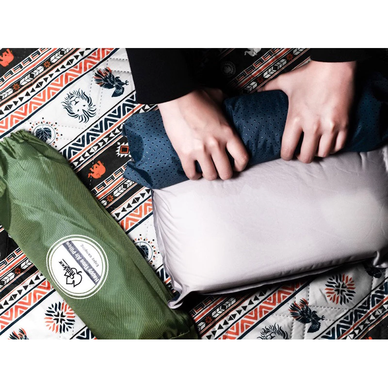 【綠色工場】Outdoorbase 3D舒壓自動充氣枕頭 記憶棉枕 露營枕頭 自動充氣枕 附收納袋