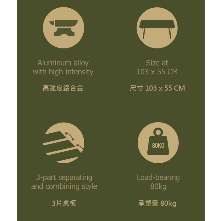 【綠色工場】CARGO 工業風拼接式折疊桌 含收納袋 摺疊桌 鋁合金桌 收納桌 露營桌 輕量桌 軍風露營