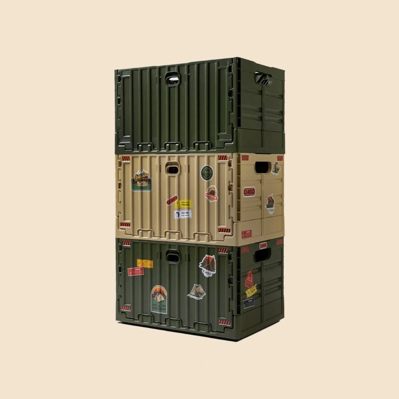 Cargo 工業風折疊收納箱【綠色工場】 側開箱 置物箱 折疊箱 露營收納箱 硬漢箱 整理箱 露營桌 居家收納 車載儲物