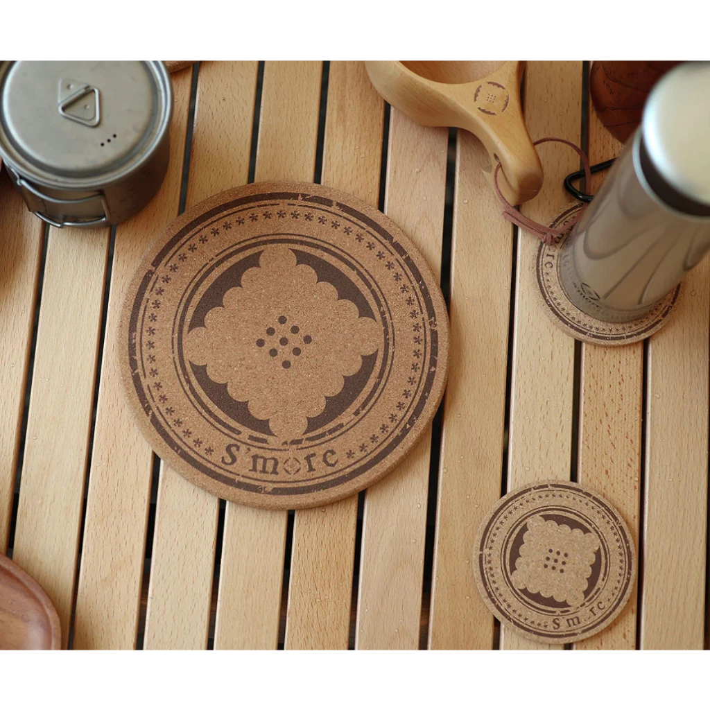S’more Logo 軟木圓形隔熱墊 【綠色工場】杯墊 鍋墊 隔熱板 保護墊
