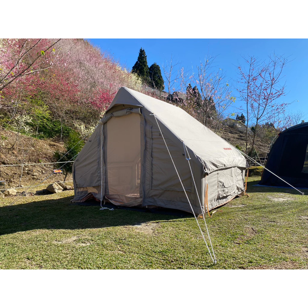 【綠色工場】YAKIMA 戶外充氣帳 棉布充氣帳 加厚棉布充氣帳篷 充氣帳篷 科技棉 紗窗 露營 打氣帳 (附打氣筒)