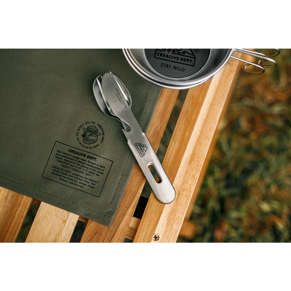 【綠色工場】Filter017 日本製不鏽鋼三合一餐具組 湯匙 叉子 刀子 刀叉組 304不銹鋼 登山餐具 野營餐具