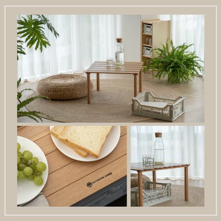 【綠色工場】野趣 木工楯接式木工楯接式方桌- 雙色 (紅橡木&白蠟木染色) 木摺疊桌 木蛋捲桌