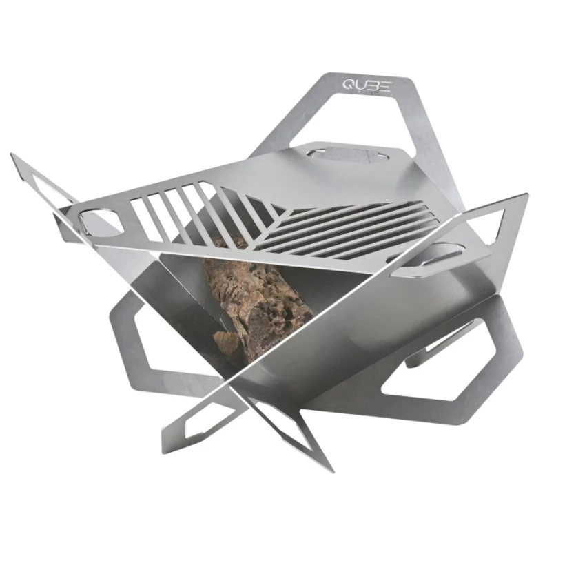 QUBE 星火3D組合式焚火台【綠色工場】 台灣製 焚火台 火盆 居家 露營 登山 燒烤架 烤肉架 鐵盤